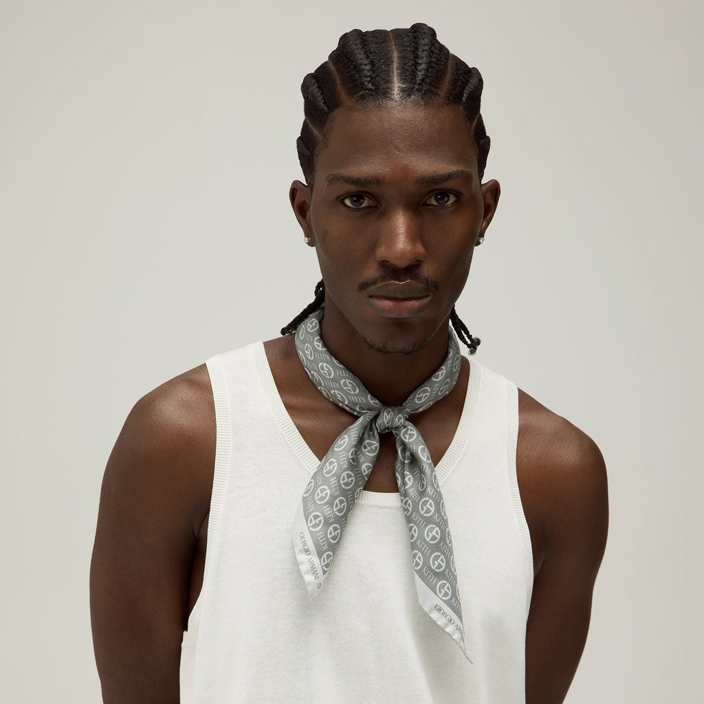 Giorgio Armani & Kith Monogram Printed Silk Bandana - Concrete