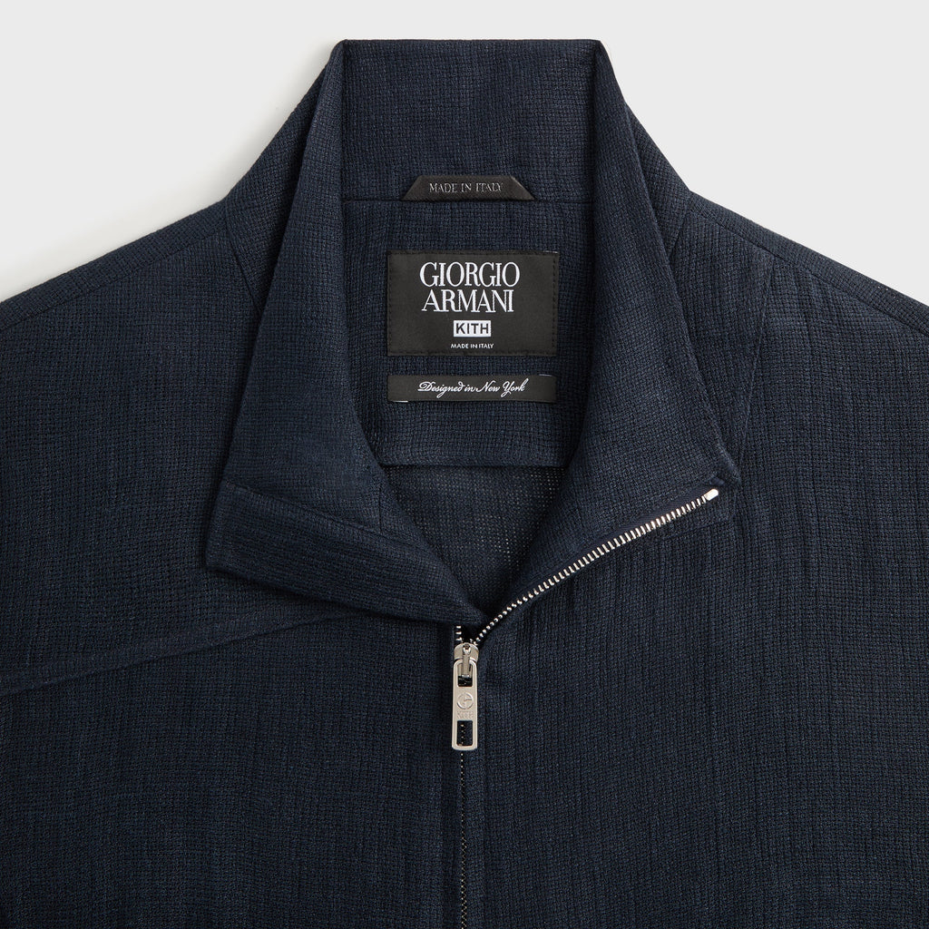 Giorgio Armani & Kith Open Weave Colton Zip-Up Shirt - Nocturnal