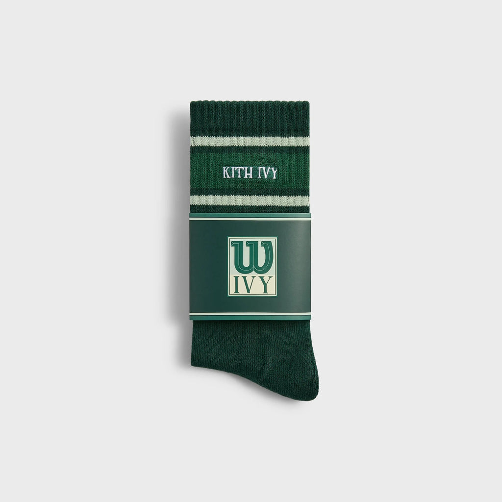 Kith Ivy for Wilson Stripe Logo Crew Socks - Ivy Green