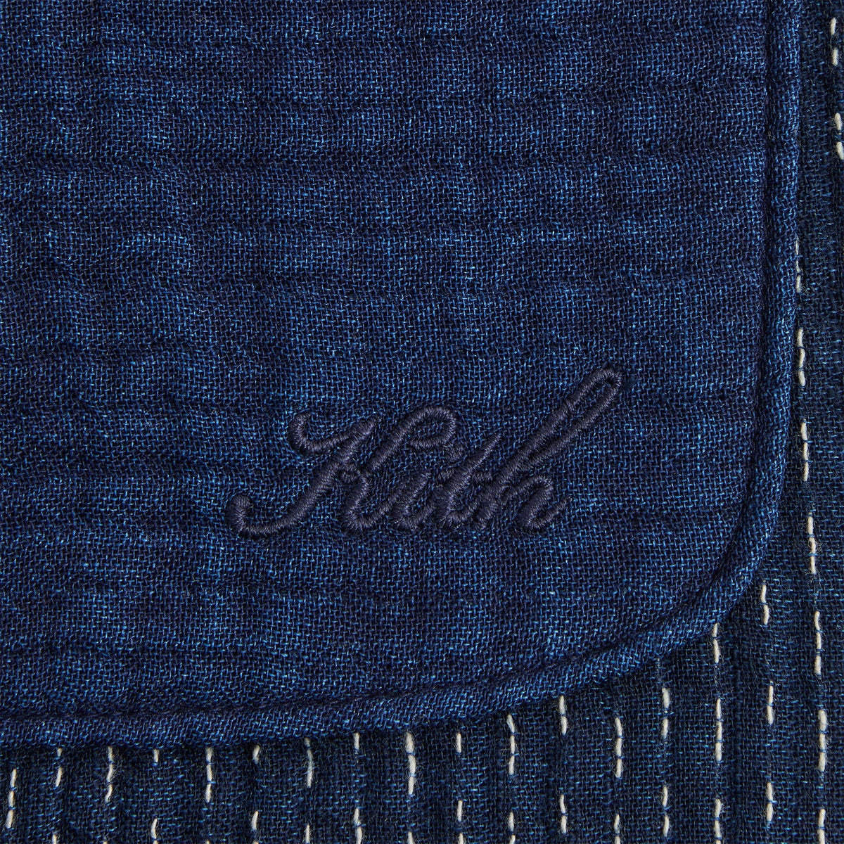 Kith Stitched Patchwork Boxy Collared Overshirt - Mid Indigo