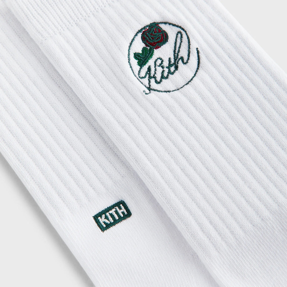 Kith Rose Script Cotton Crew Socks - White