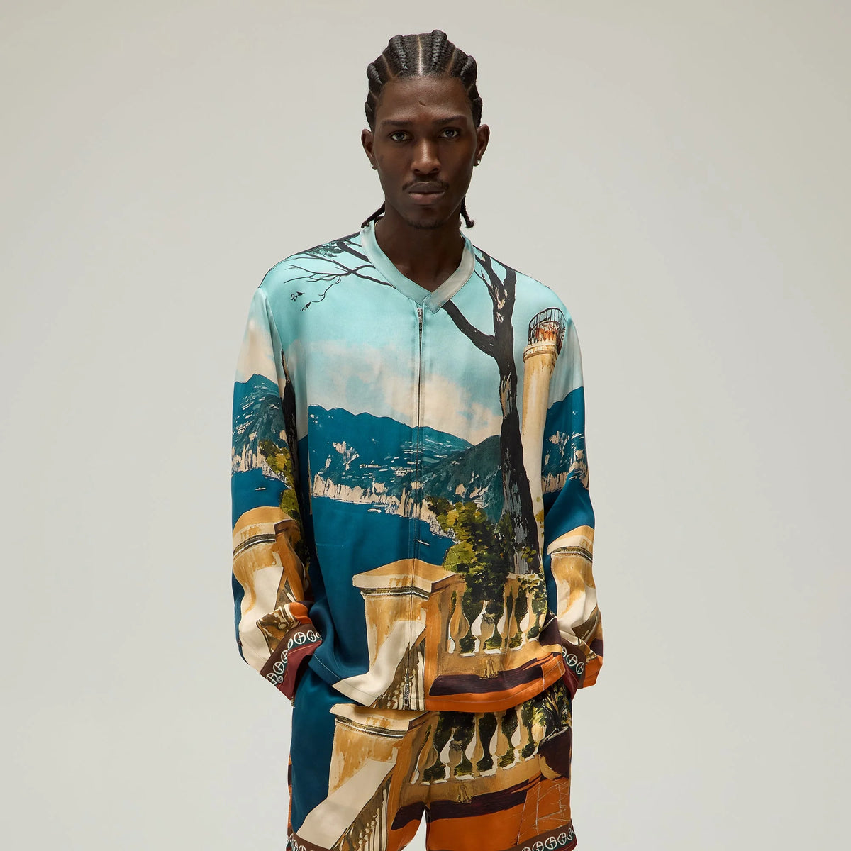 Giorgio Armani & Kith Capri Long Sleeve Zip-Up Shirt - Multi