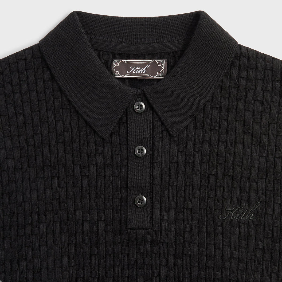 Kith Basket Weave Tilden Polo - Black