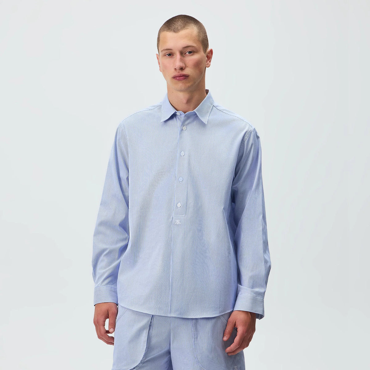 Kith Textured Microstripe Ian Popover Shirt - Marina