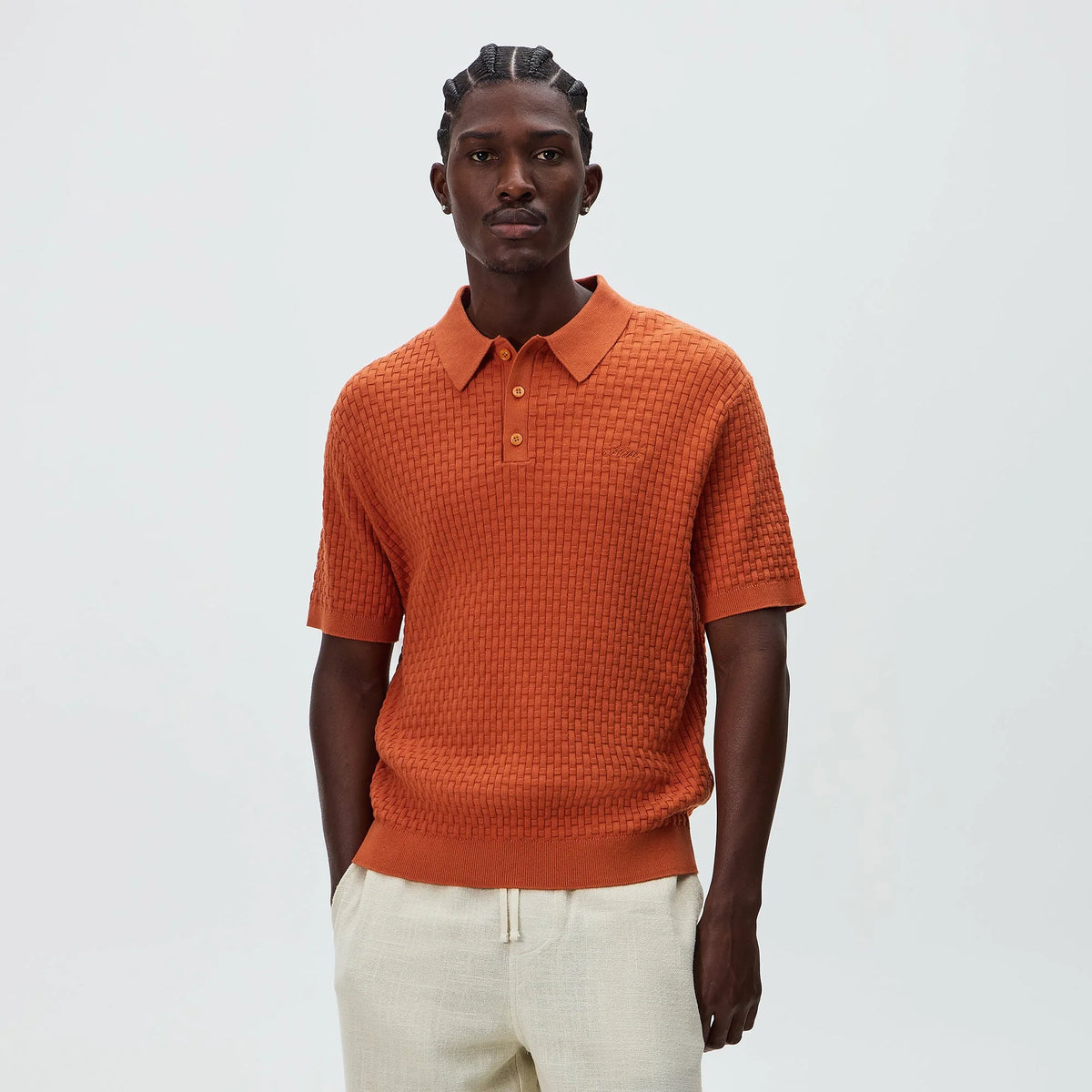 Kith Basket Weave Tilden Polo - Clementine