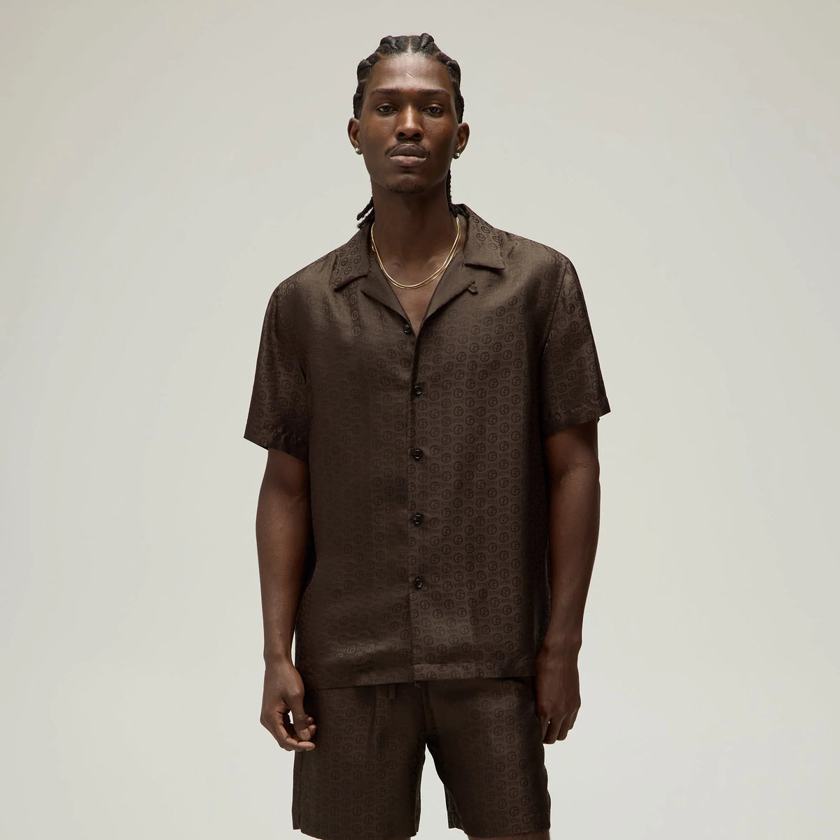 Giorgio Armani & Kith Monogram Short Sleeve Thompson Camp Collar Shirt - Kindling