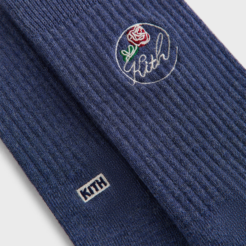 Kith Rose Script Cotton Crew Socks - Elevation Heather