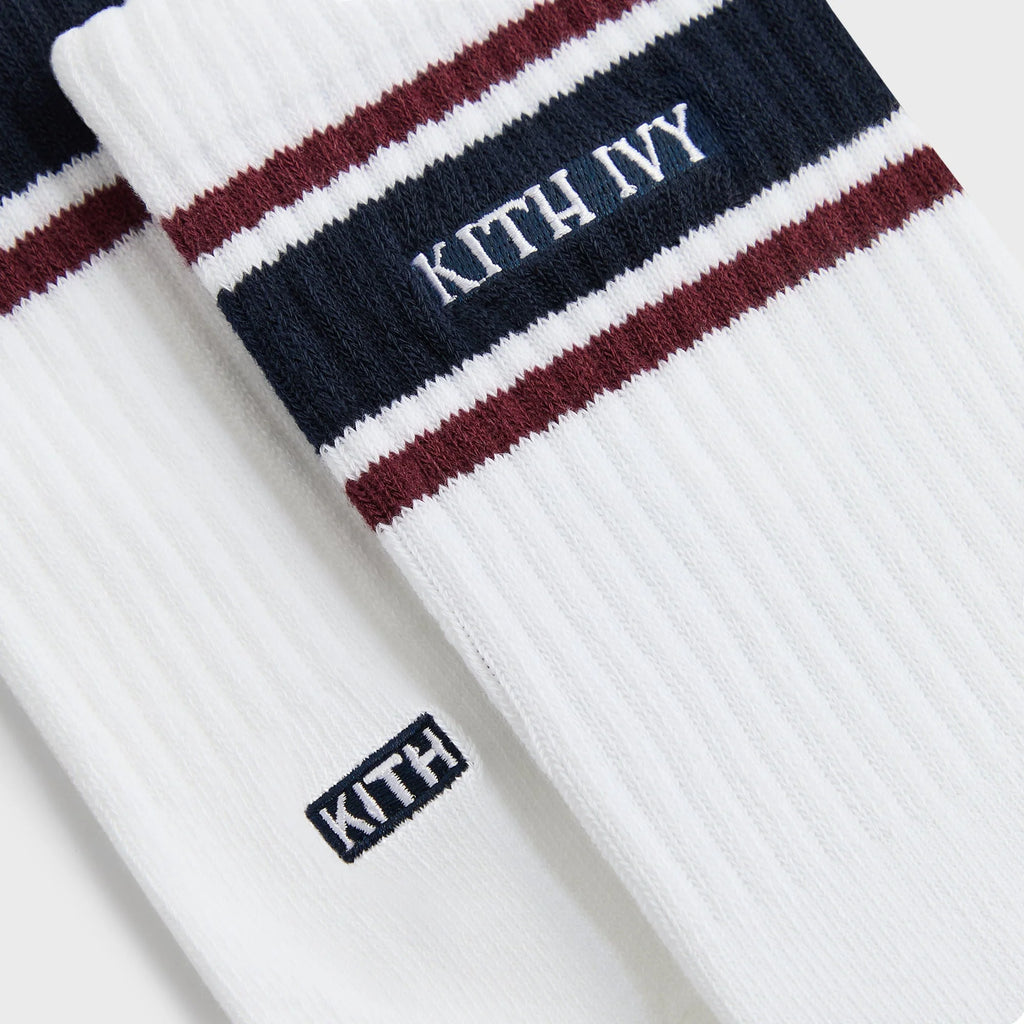 Kith Ivy for Wilson Stripe Logo Crew Socks - White / Port Royal