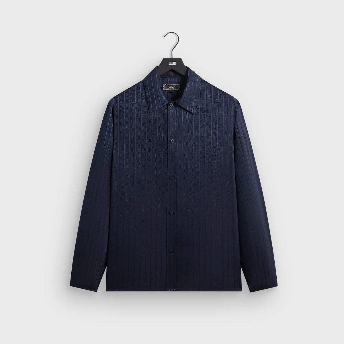 Kith Crest Logo Long Sleeve Boxy Collared Overshirt - Nocturnal