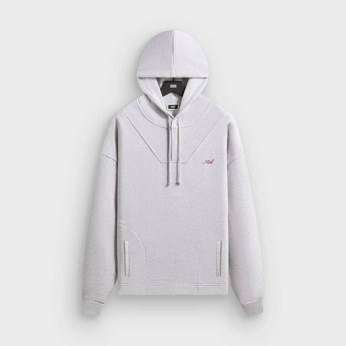 Kith Rib Neck Cropped Camden Hoodie - Light Heather Grey