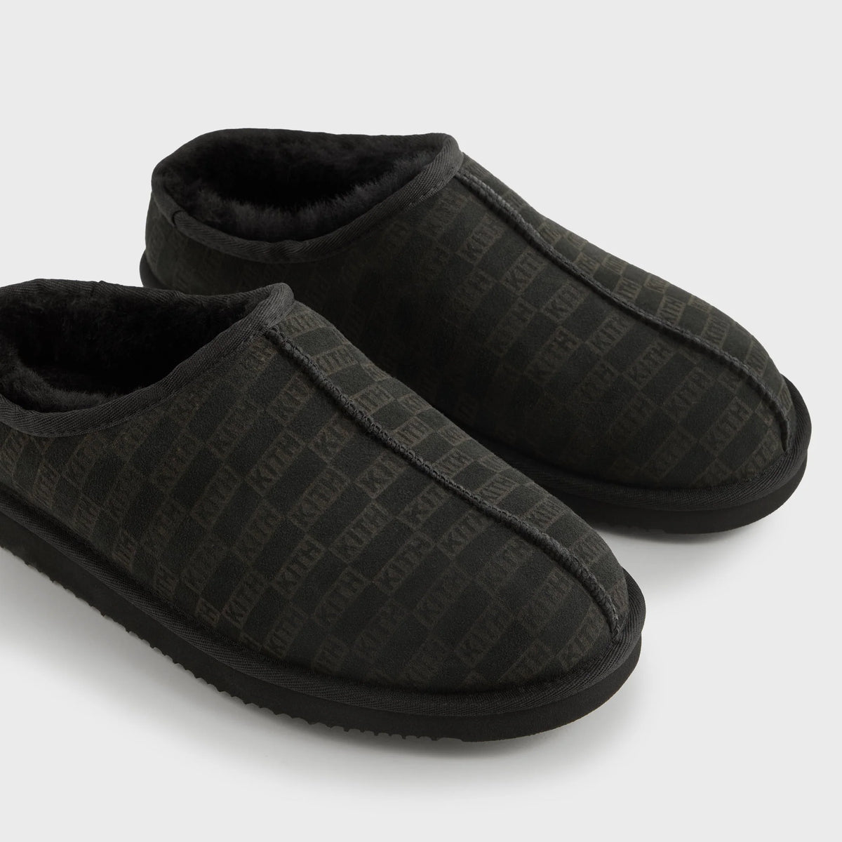 Kith Monogram Shearling Slippers - Black