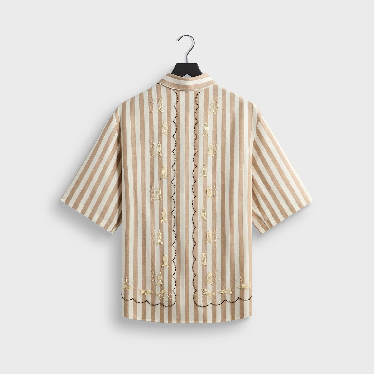 Kith Spun Silk Linen Stripe Paxton Buttondown - Chai