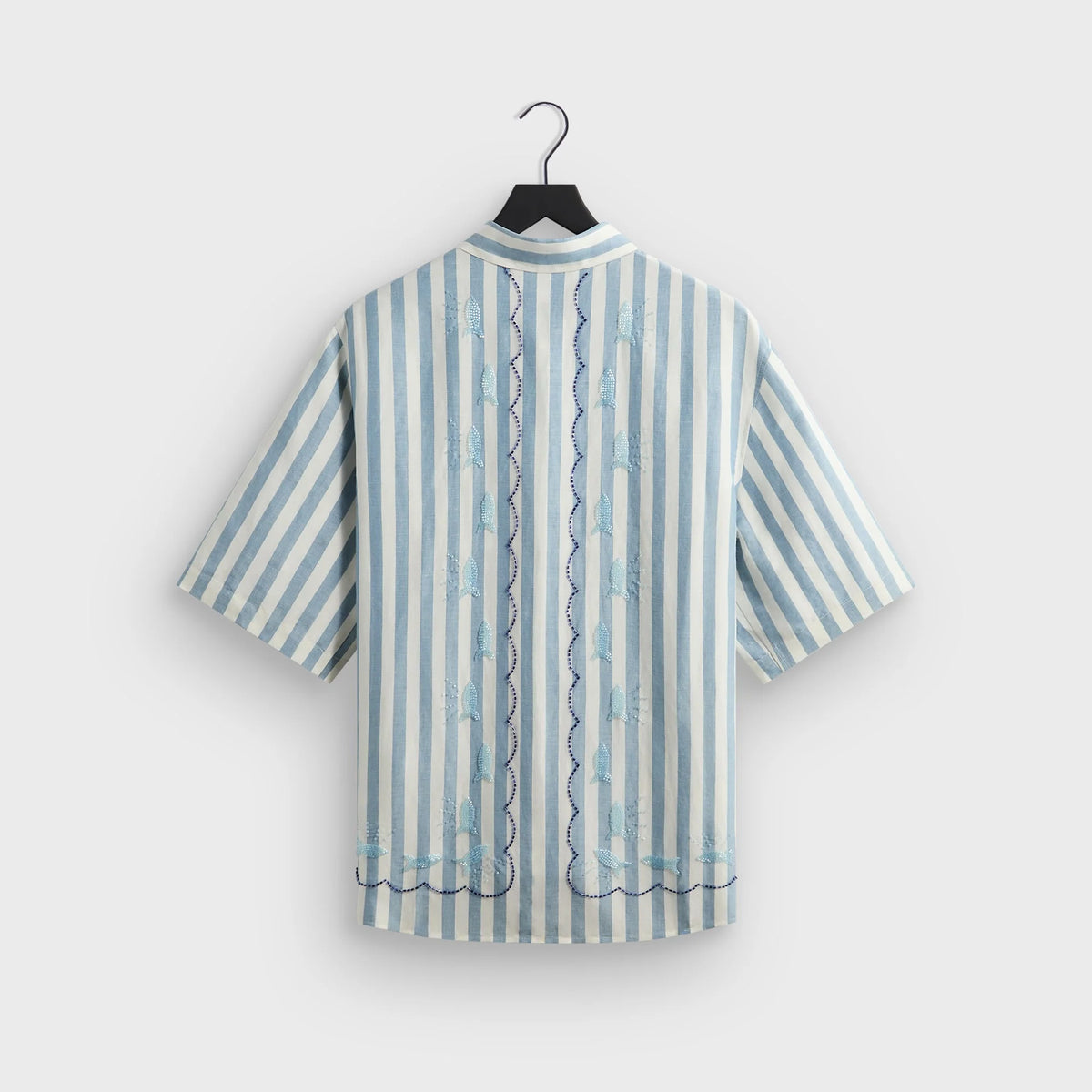 Kith Spun Silk Linen Stripe Paxton Buttondown - Light Indigo