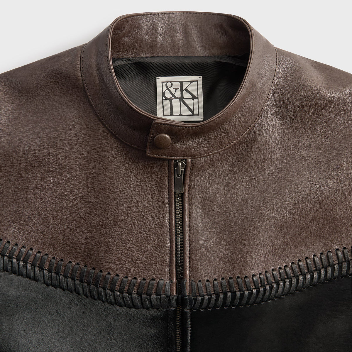 &Kin Combo Leather Avari Moto Jacket - Hickory