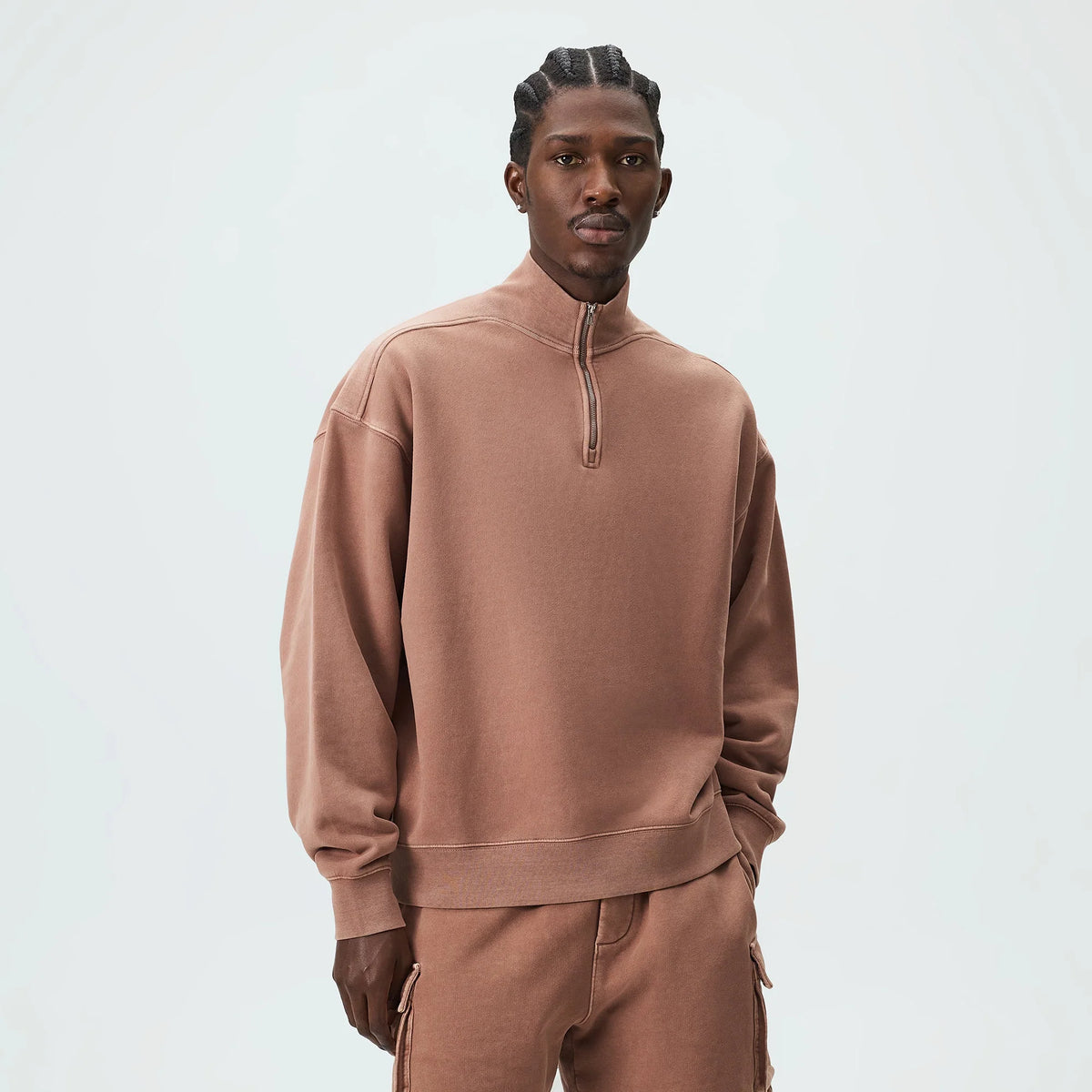 Kith 101 Sueded Fleece Nelson Quarter Zip - Dusty Mauve