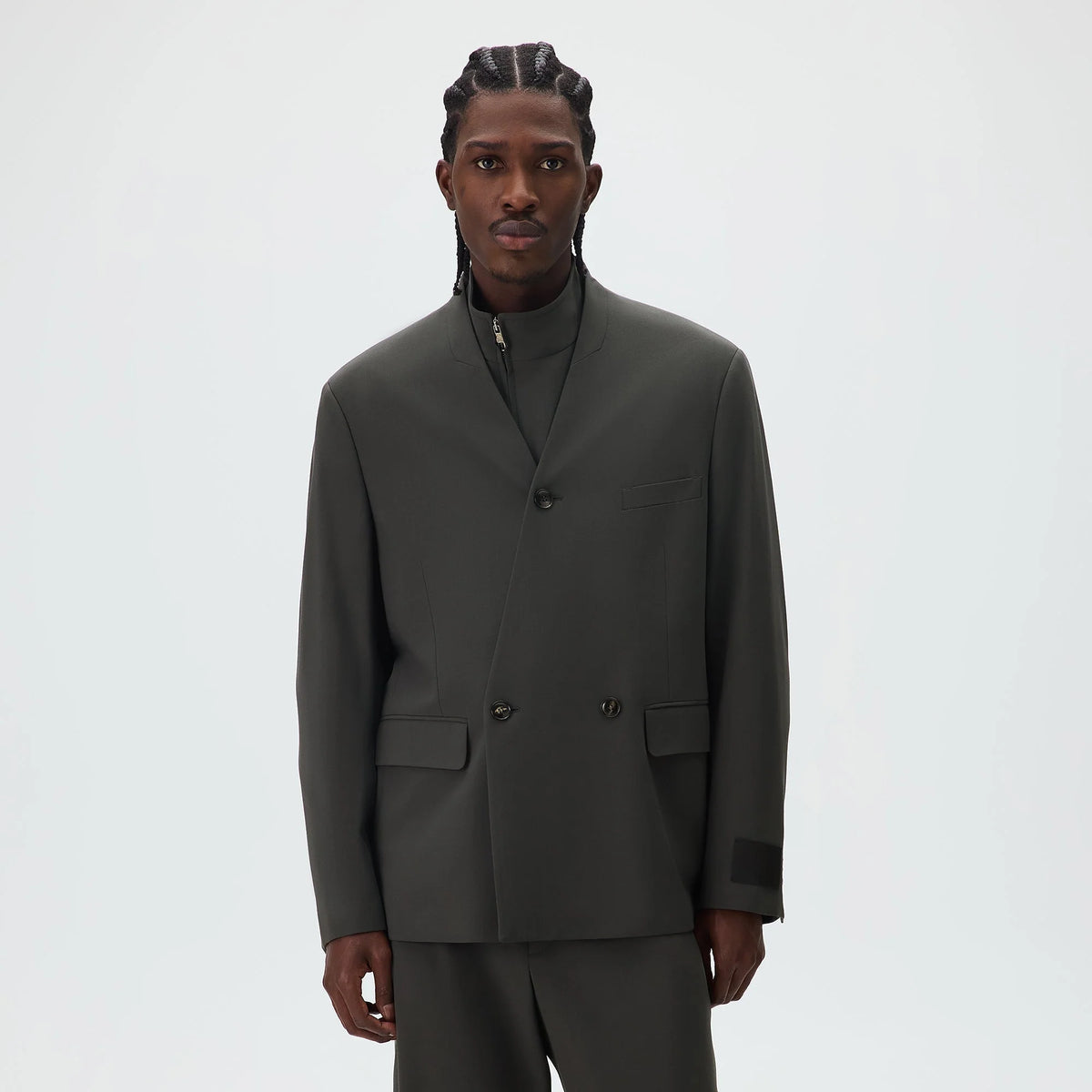 Giorgio Armani & Kith &Kin Milano Crepe Collarless Jacket - Dark Ash