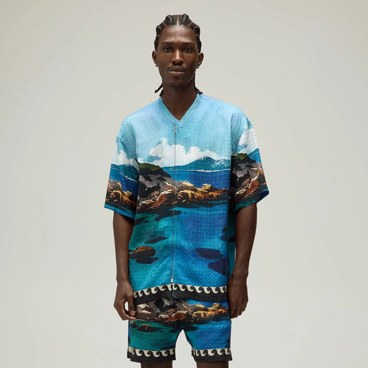 Giorgio Armani & Kith Sardinia Short Sleeve Zip Shirt - Multi