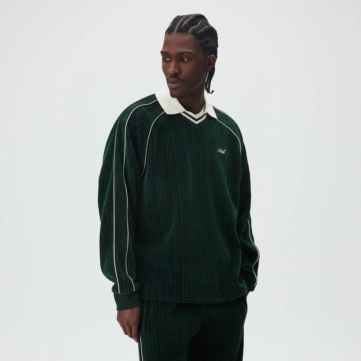 Kith Velvet Corduroy Long Sleeve Trevor Polo - Stadium