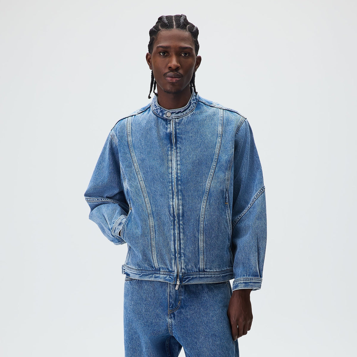 Kith Denim Adrien Moto Jacket - Mid Indigo