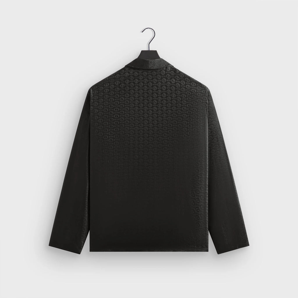 Giorgio Armani & Kith Monogram Long Sleeve Thompson Crossover Shirt - Black