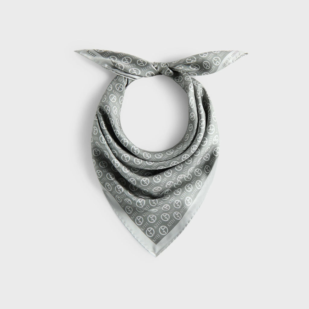 Giorgio Armani & Kith Monogram Printed Silk Bandana - Concrete