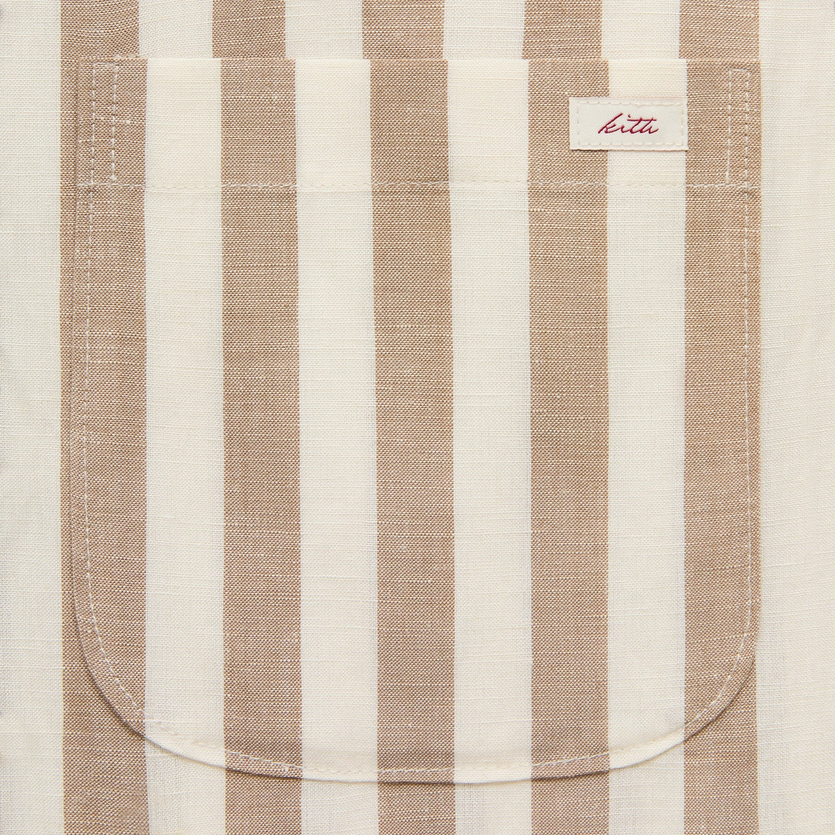 Kith Spun Silk Linen Stripe Paxton Buttondown - Chai