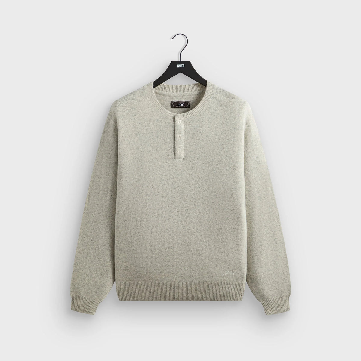 Kith Boucle Harmon Henley Sweater - Light Heather Grey