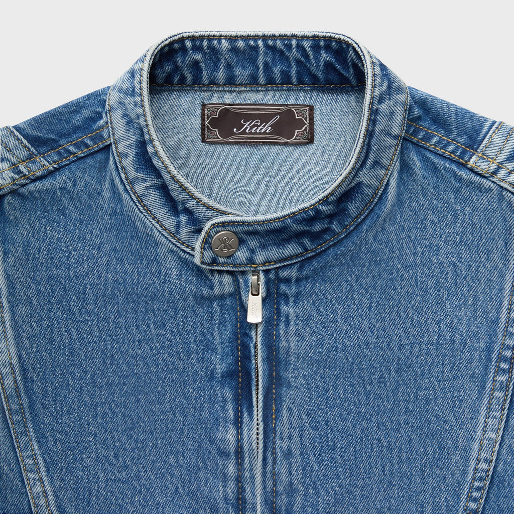 Kith Denim Adrien Moto Jacket - Mid Indigo