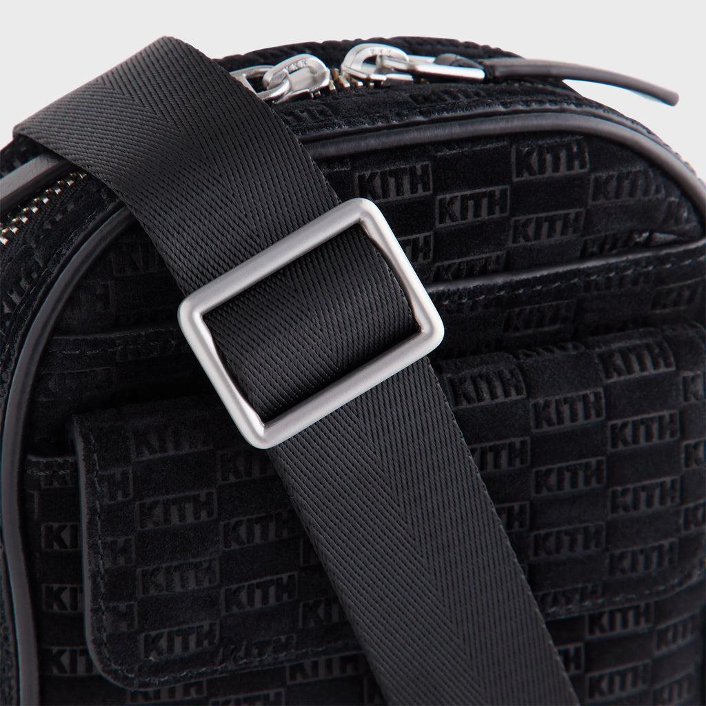 Kith Monogram Suede Passenger K15 Bag - Black